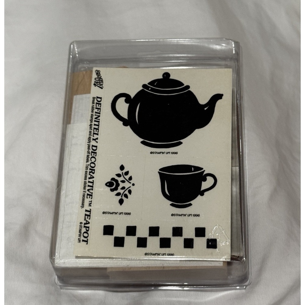 Stampin Up Definitely Decorative Teapot * Unused Rubber Stamp Set * Retired *NOS